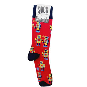 Sock It To Me Crew Men Women Robot Love Valentine Heart Marriage Red NWT NEW